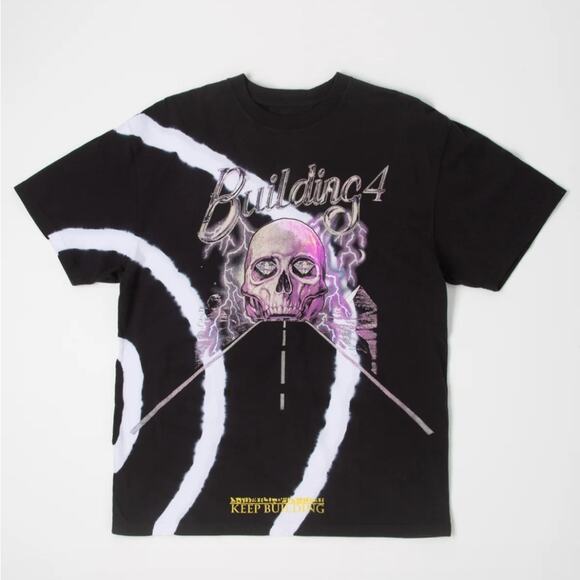 BLDG4 CLIENTELE black Cotton T-Shirt with Skull Design Size 2X - Picture 2 of 6